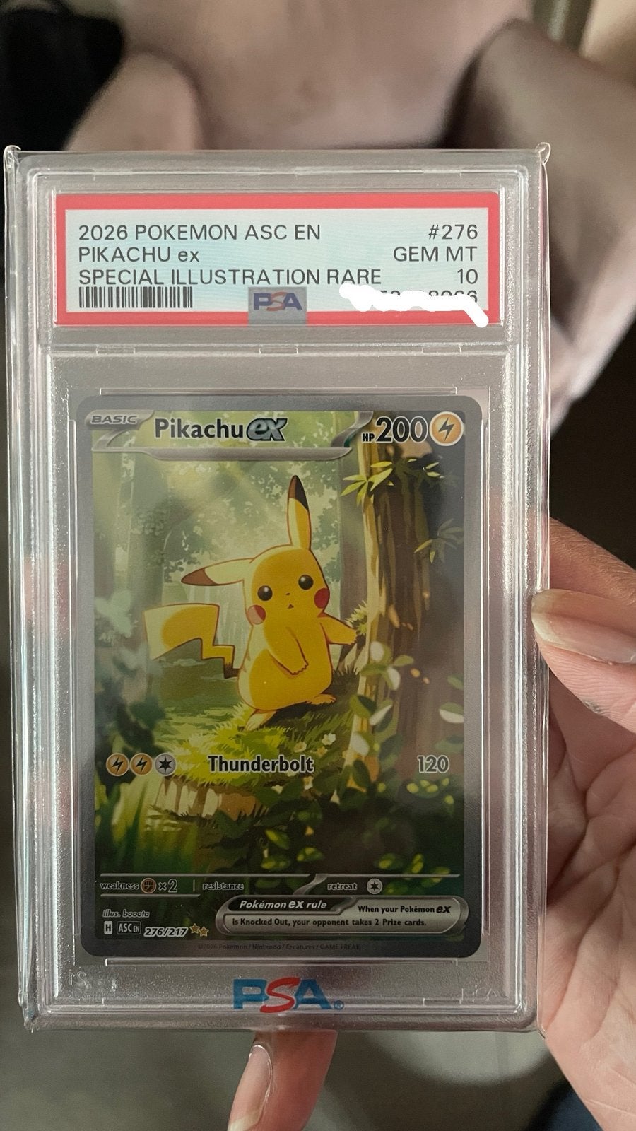 Pikachu EX PSA10 ascended heroes, Ophalen of Verzenden, Zo goed als nieuw, Losse kaart, Foil