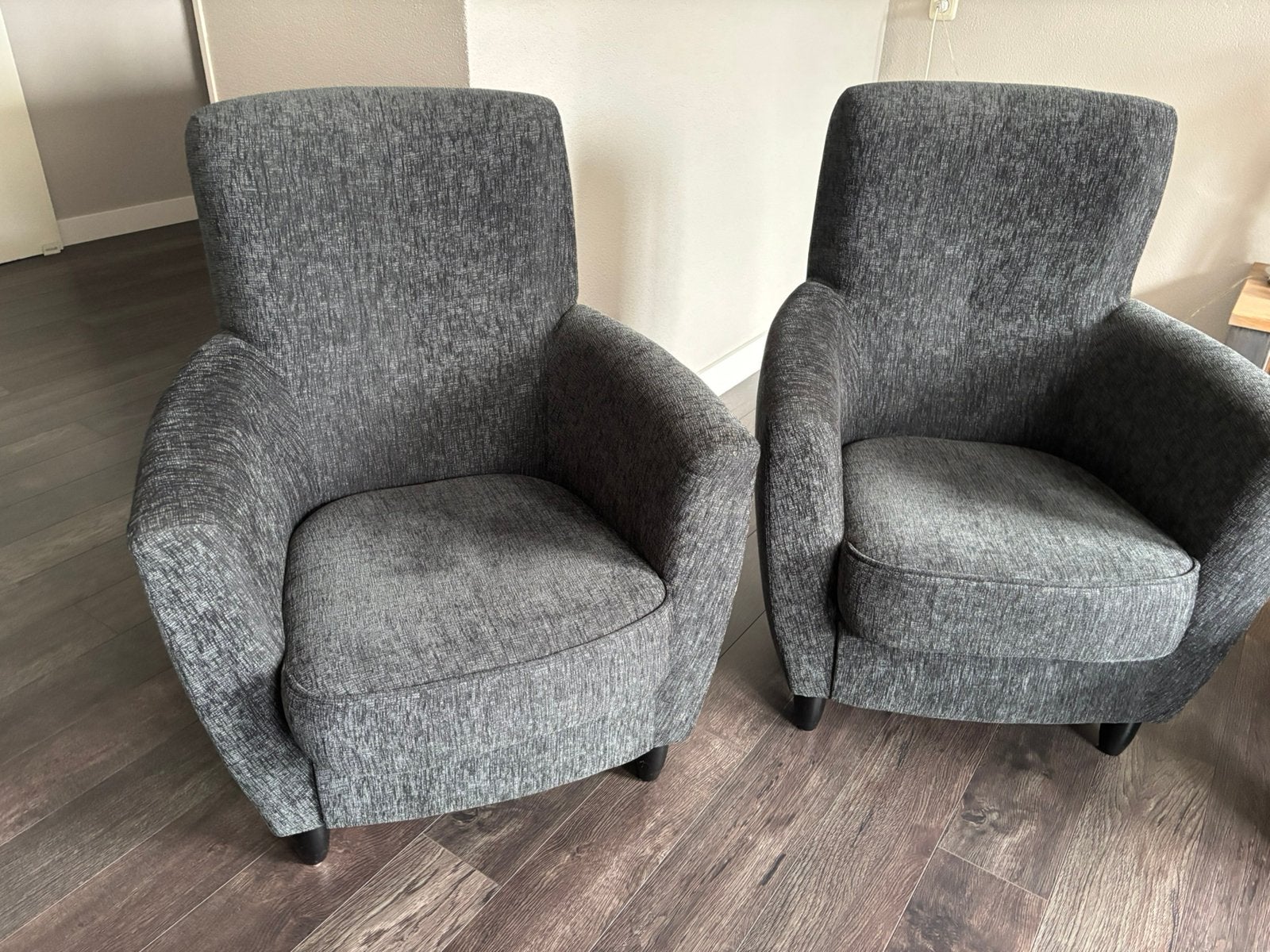 2 zwarte fauteuils., Huis en Inrichting, Ophalen, Gebruikt, Minder dan 75 cm, Stof