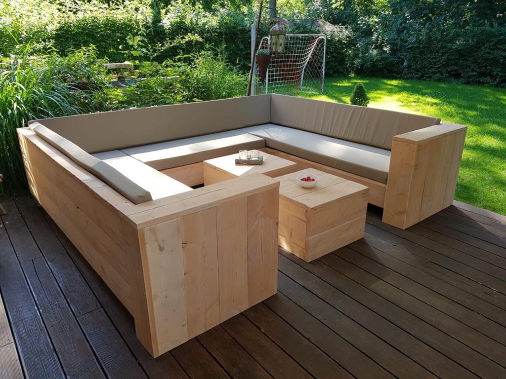 Loungebank Hoekbank Steigerhout & Douglas – Maatwerk, 1 tot 2 meter, Minder dan 3 meter, Nieuw, Ophalen of Verzenden