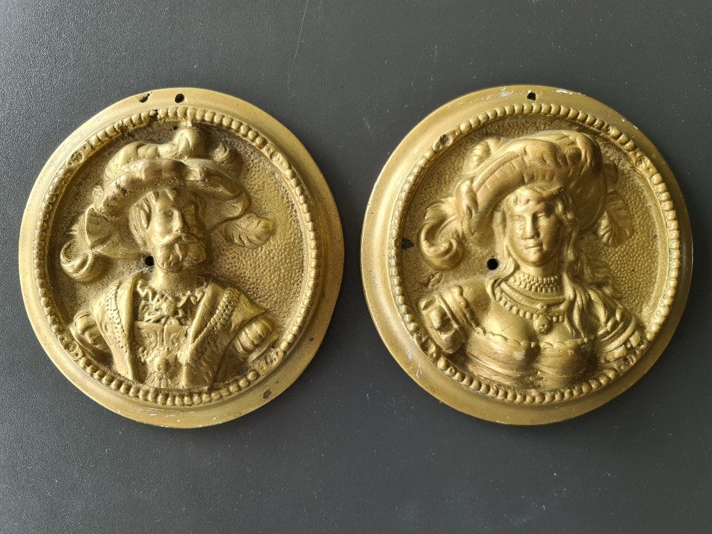 2st penning medaillon plaquette koper/messing paar d= 11cm, Ophalen of Verzenden, Brons, Nederland