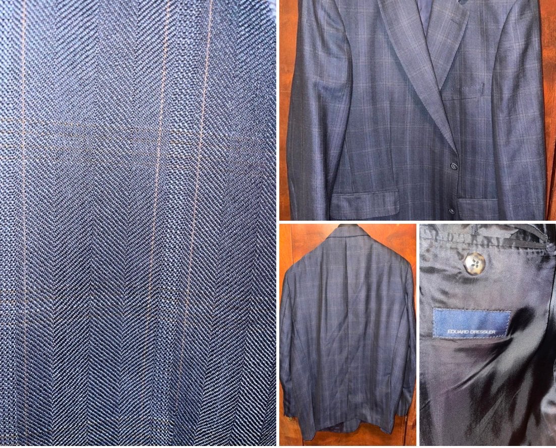 Blauw geruit colbert jasje Eduard Dressler maat 50, Ophalen of Verzenden, Zo goed als nieuw
