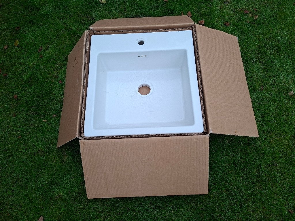 IKEA DOMSJÖ keramische spoelbak wit - gebruikt, Huis en Inrichting, Ophalen, Gebruikt, Wit, 50 tot 100 cm