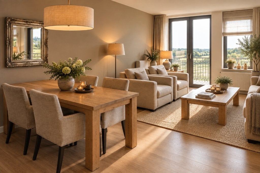 Massief eikenhouten tafelset – Eettafel Monaco + salontafel, Ophalen, Gebruikt, Eikenhout, 50 tot 100 cm
