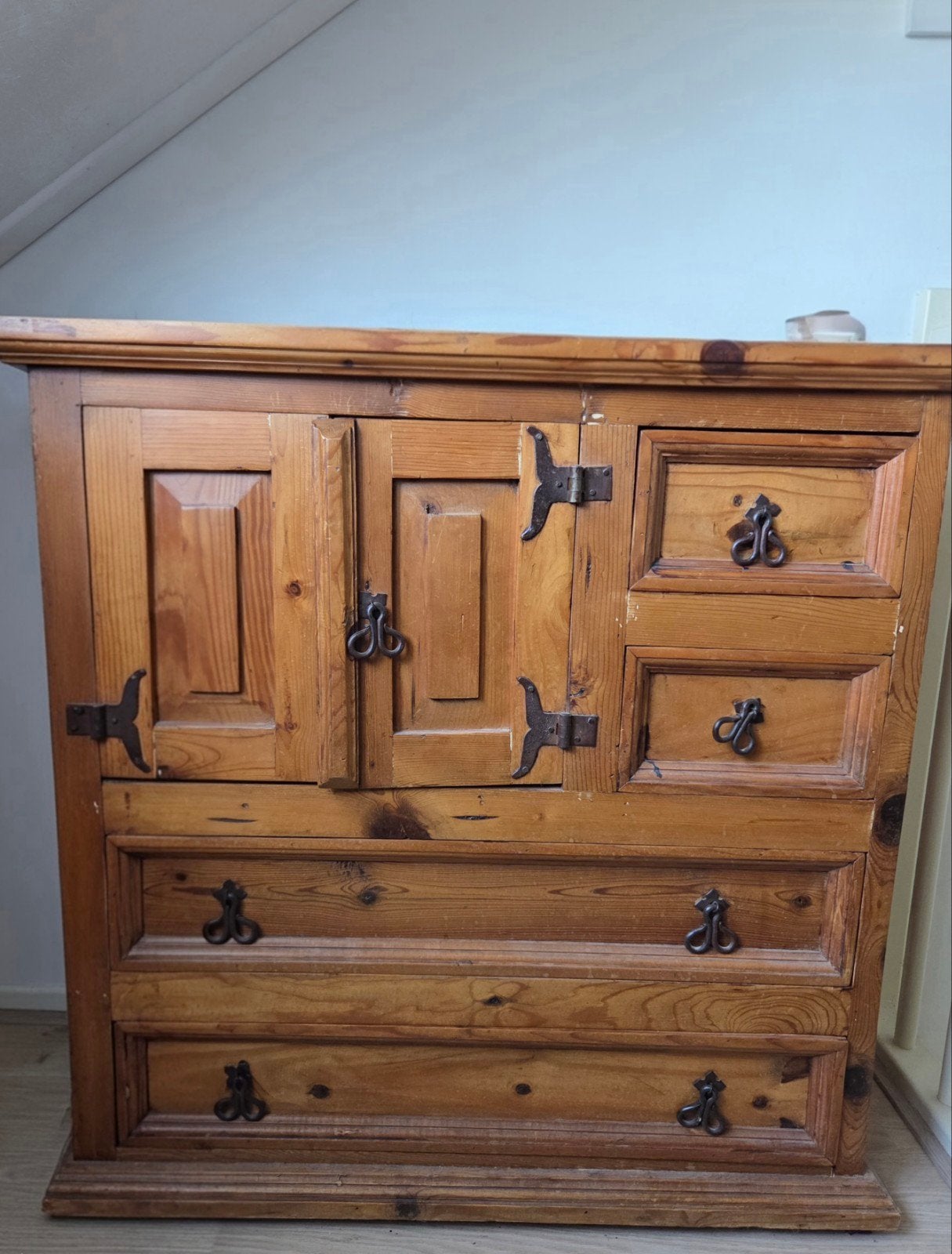 Rustieke mexicaans grenen houten kast, Ophalen, Gebruikt, 50 tot 100 cm, Minder dan 100 cm