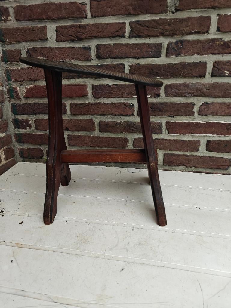 Hout en gietijzeren schoenpoetsstandaard, Ophalen of Verzenden
