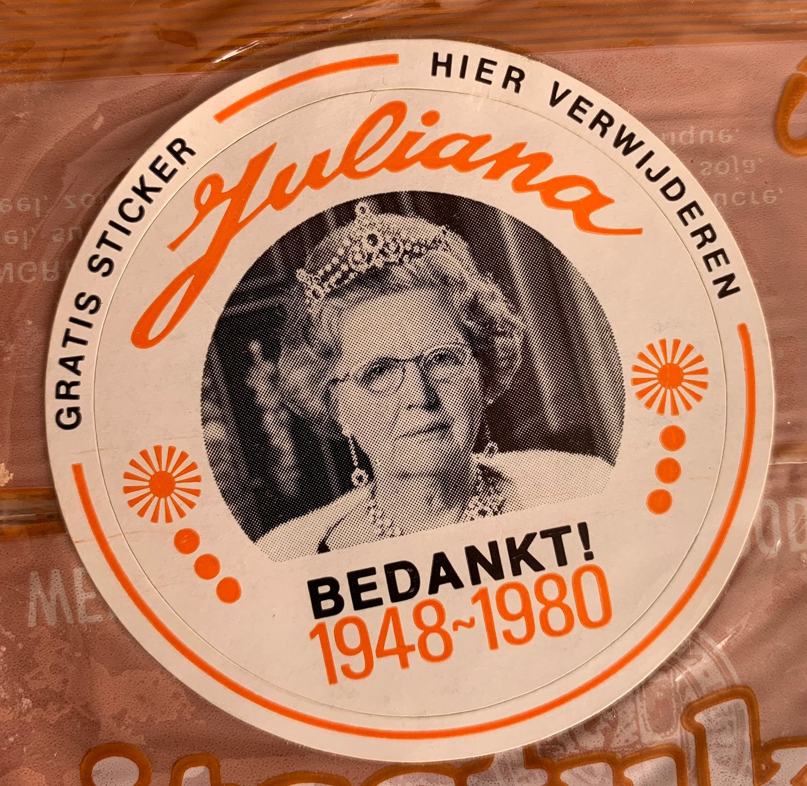 Juliana Bedankt! 1948-1980 Sticker, Ophalen of Verzenden