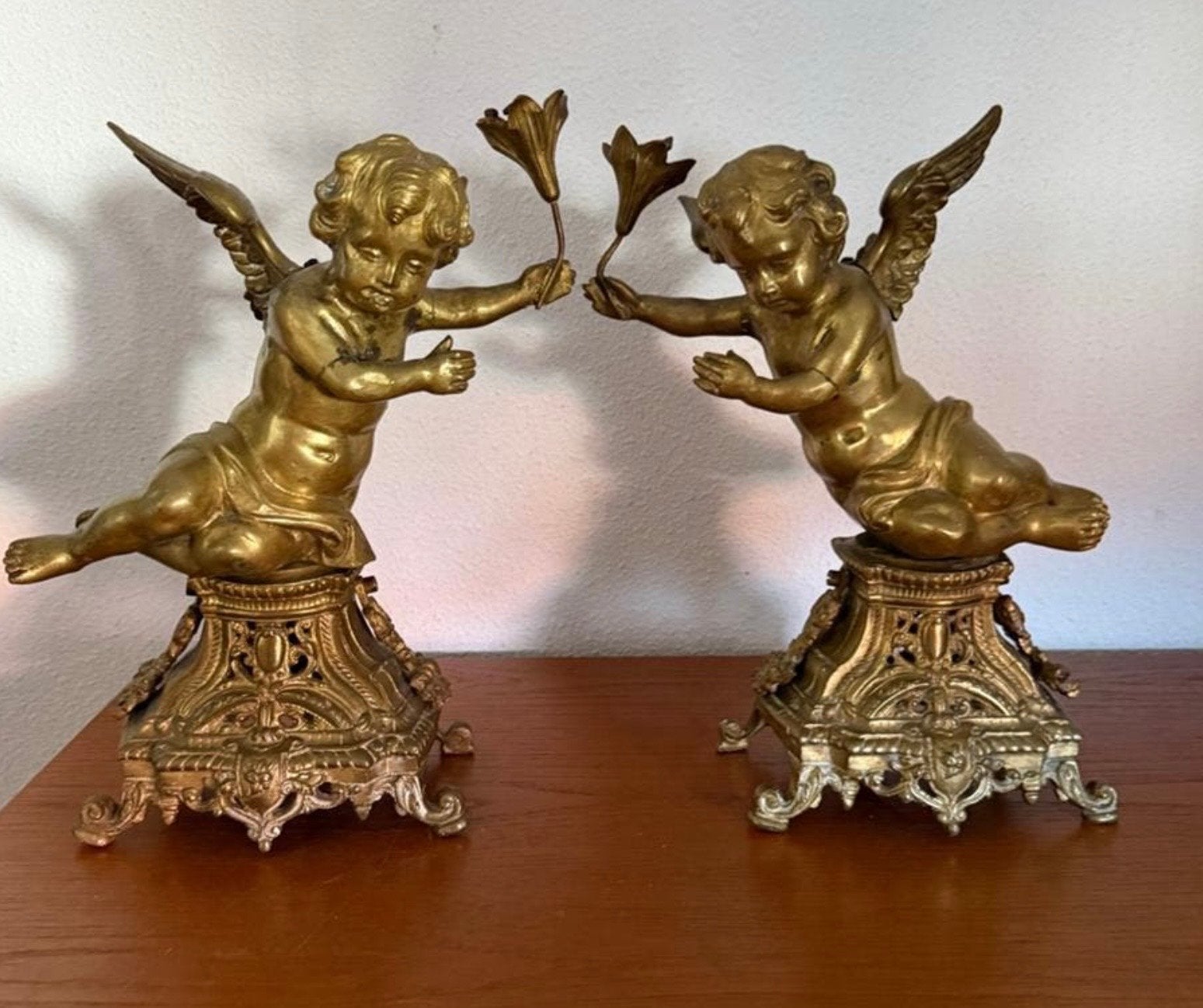 Antieke bronzen cherubijn beelden, Ophalen of Verzenden