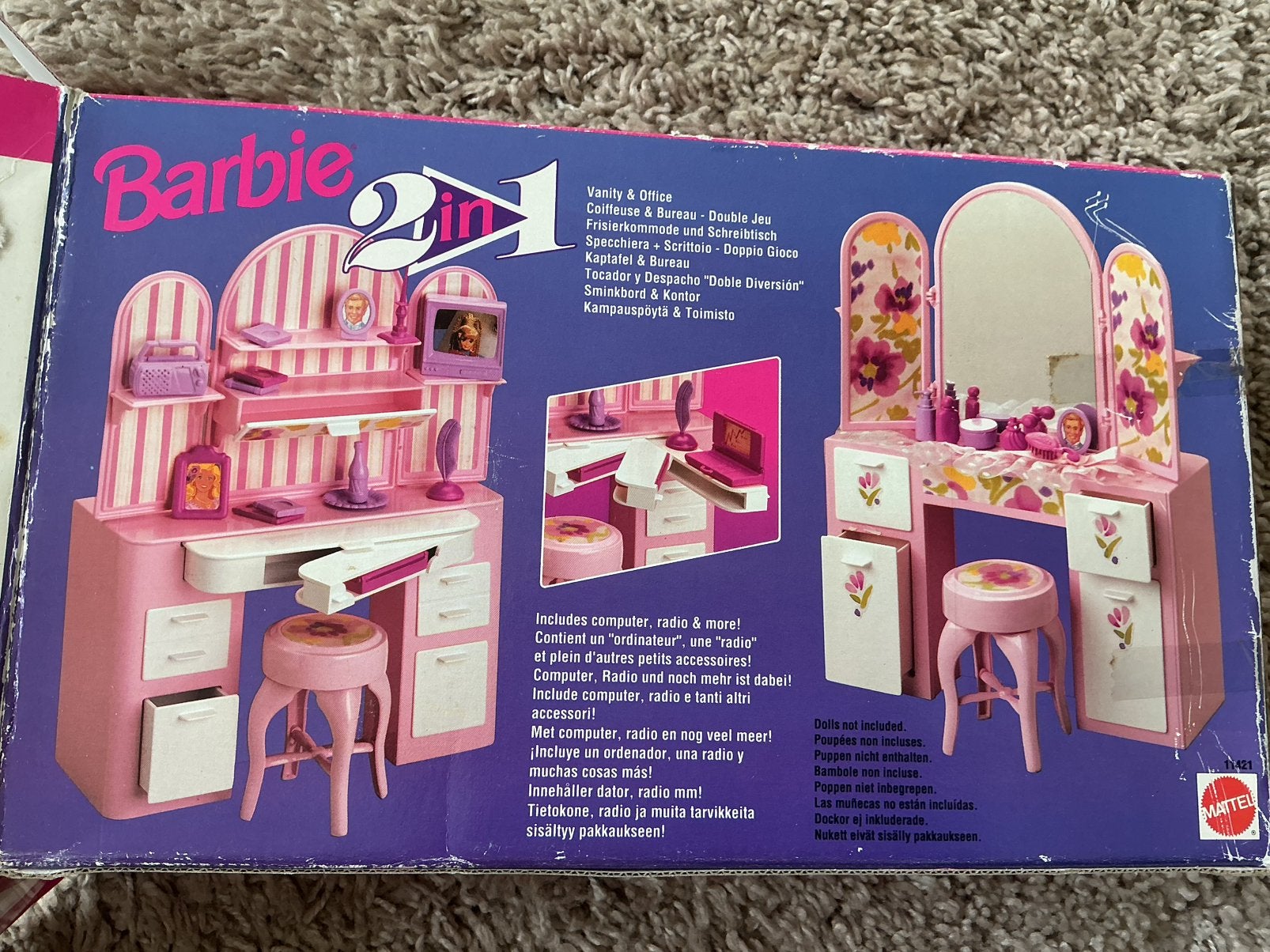 Barbie 2 in 1 Vanity & Office speelset (Mattel 11421) 1993, Ophalen of Verzenden, Gebruikt, Barbie