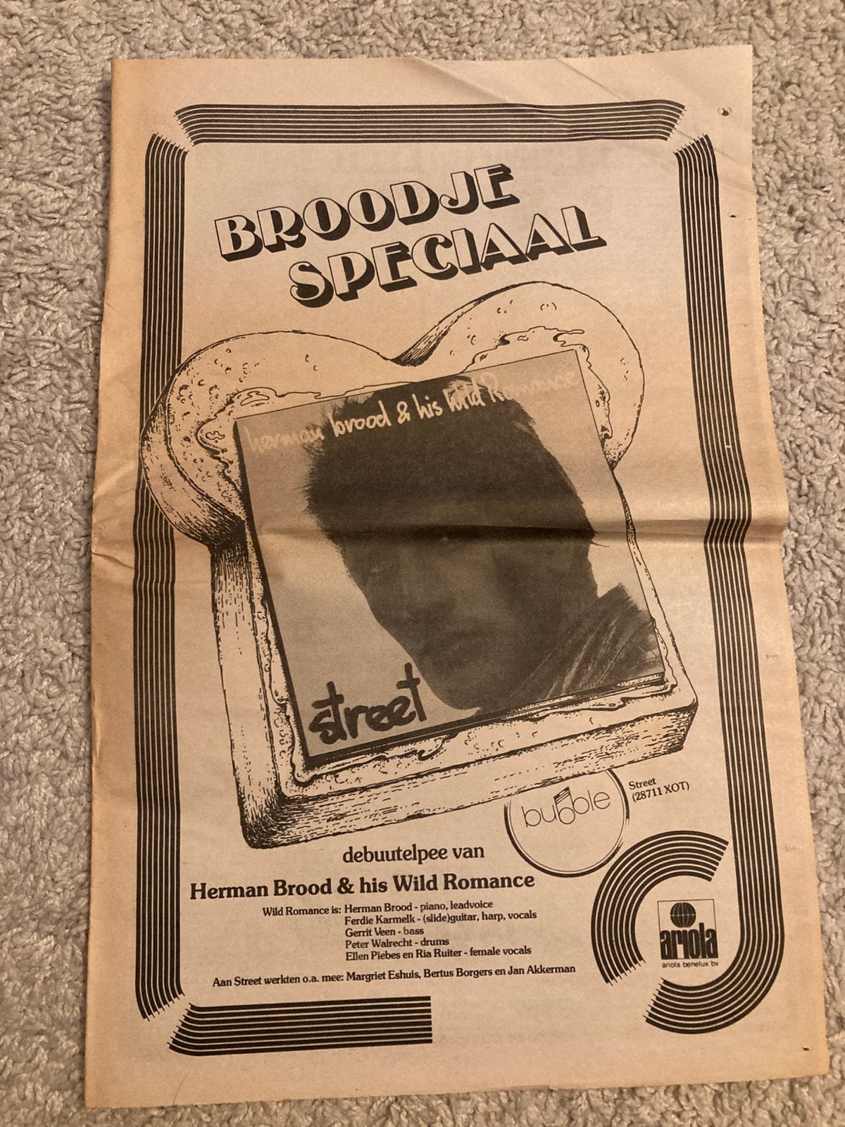 Paginagrote A3 advertentie HERMAN BROOD Street release, Ophalen of Verzenden