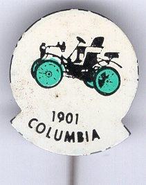 1901 Columbia blauw op blik oldtimer auto ( A_199 ), Verzenden, Zo goed als nieuw, Transport, Speldje of Pin