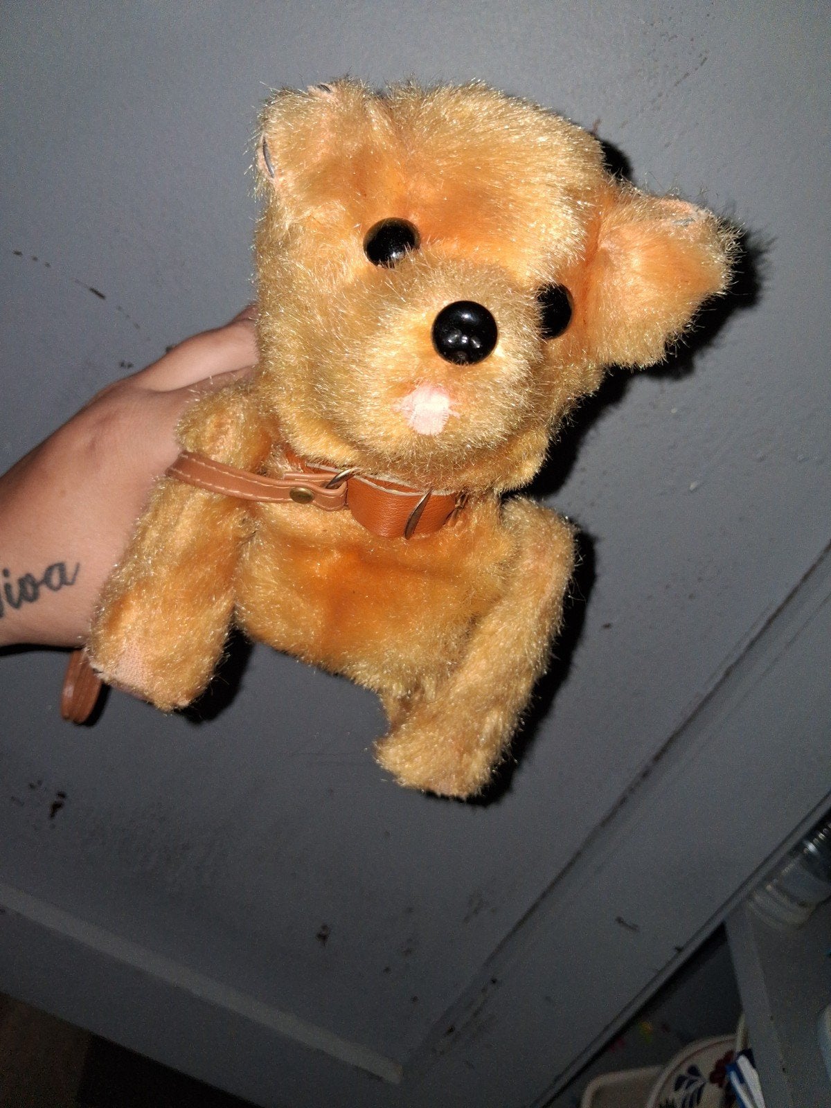 Vintage Speelhondje - Retro Knuffel Hond met Tuigje, Ophalen of Verzenden, Gebruikt, Jongen of Meisje