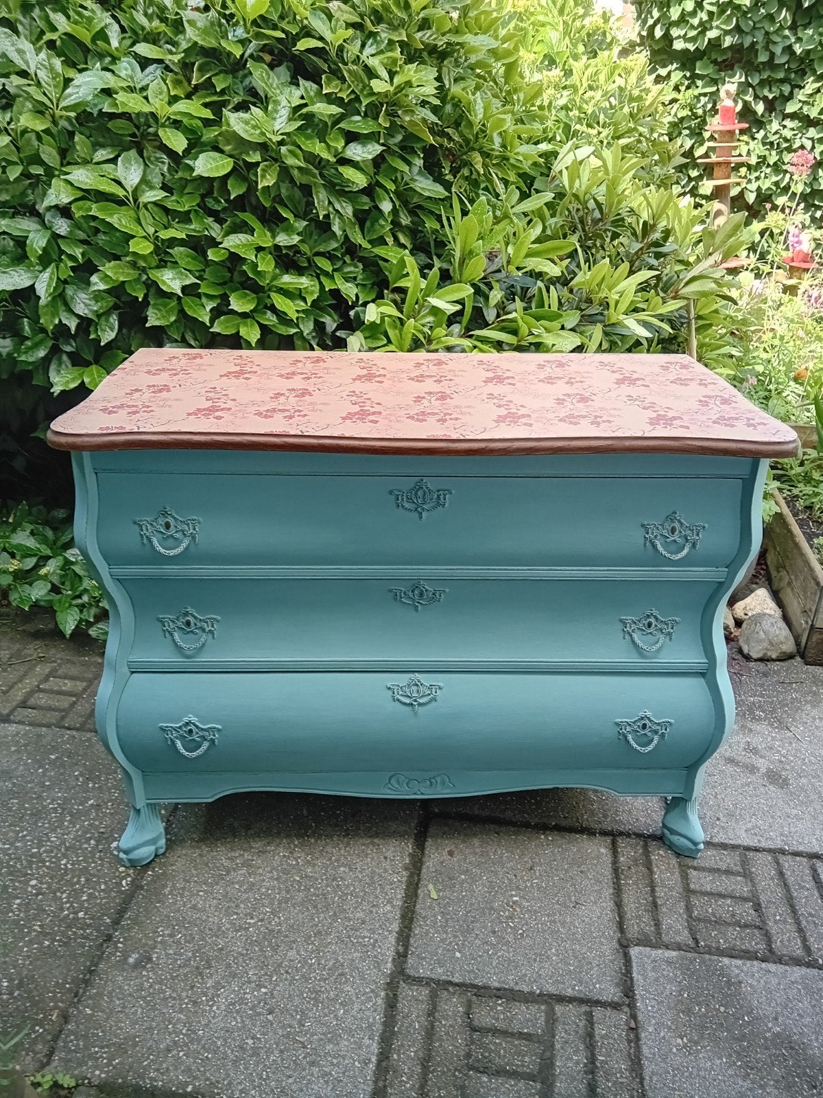 Prachtige vintage / brocante buikkast, Ophalen, 100 tot 150 cm, Zo goed als nieuw, 3 of 4 laden