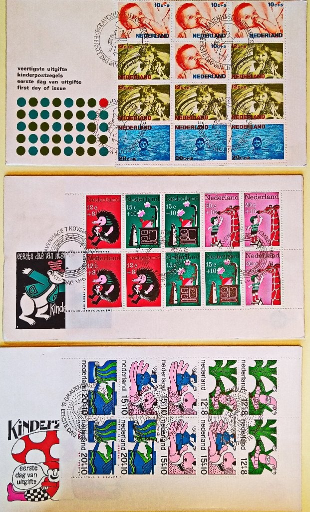 FDC KINDERZEGEL-BLOKKEN OP FDC 1966, 67 EN ''68, Verzenden, Na 1940, Gestempeld