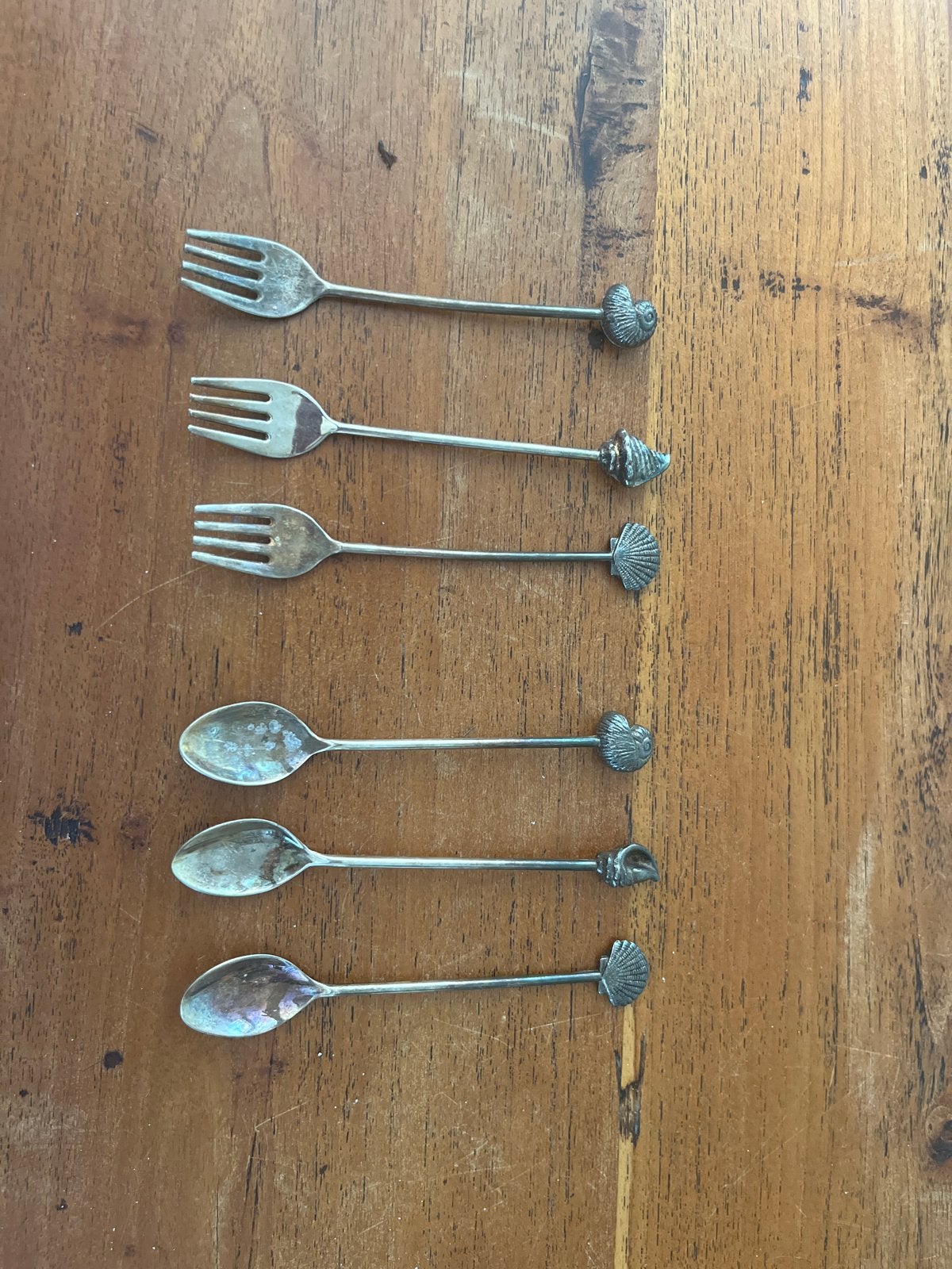 Vintage verzilverde theelepels en verzilverde taartvorkjes, Antiek en Kunst, Ophalen of Verzenden