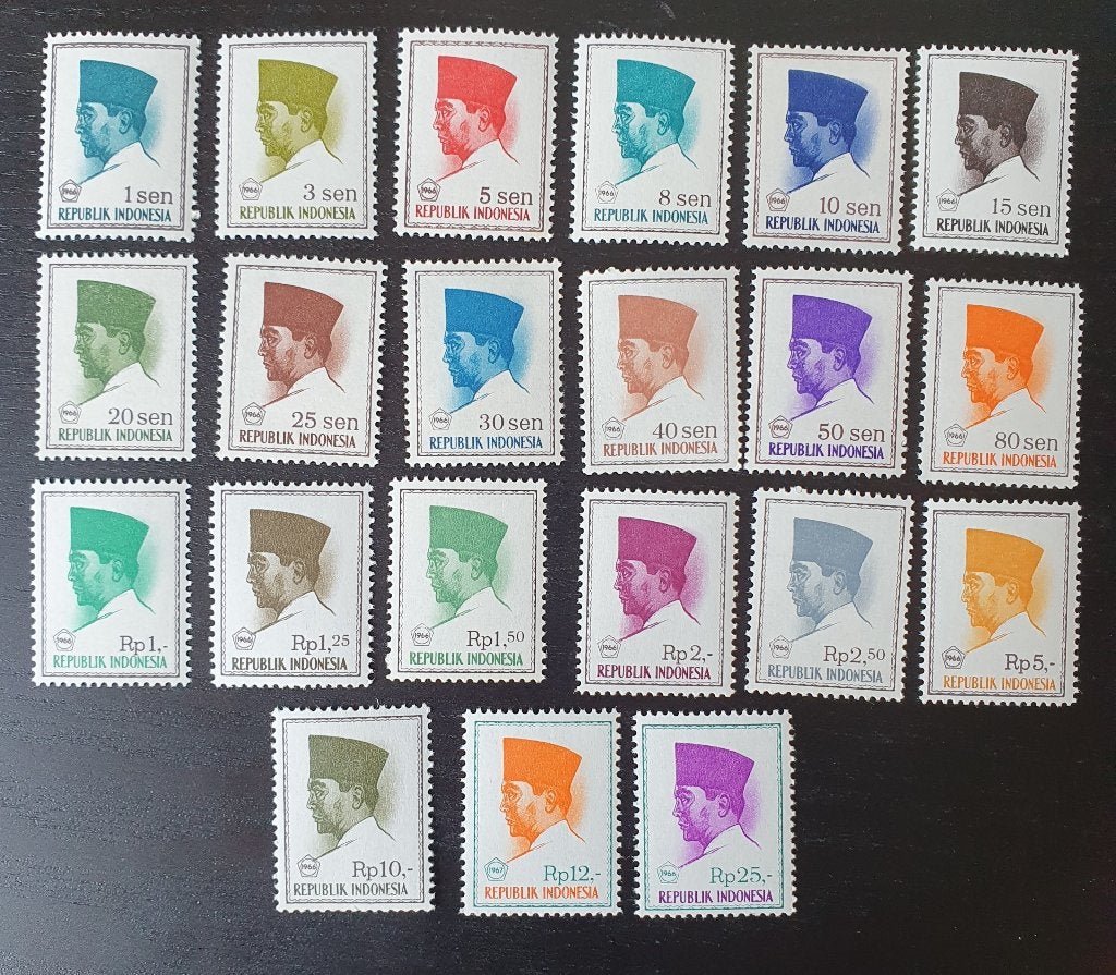 Indonesie 1966-1967 Soekarno Michel 516-535 + 583 postfris, Postzegels en Munten, Verzenden, Postfris, Zuidoost-Azië