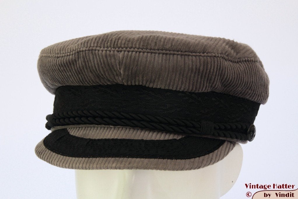 Vintage Kapiteinspet Prinz Heinrich Fiebig grijs rib 55 = S, Kleding | Heren, Ophalen of Verzenden, Pet, 57 cm (M, 7⅛ inch) of minder