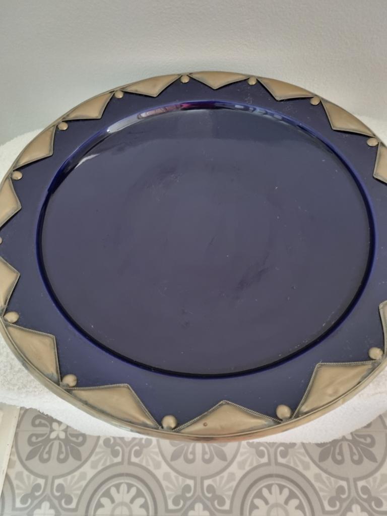 Een Blauwe grootte schaal uit Marrakech., Ophalen of Verzenden, Gebruikt, Overige stijlen, Schaal of Schalen