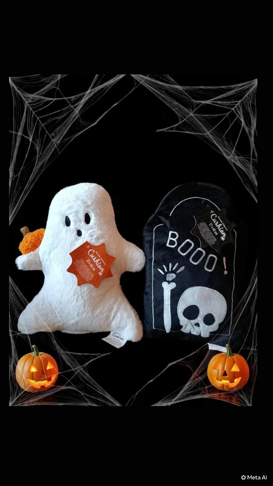 2 Halloween Kussens: Spook & Grafsteen - Nieuw!, Meerkleurig, Met print, Nieuw, Ophalen of Verzenden
