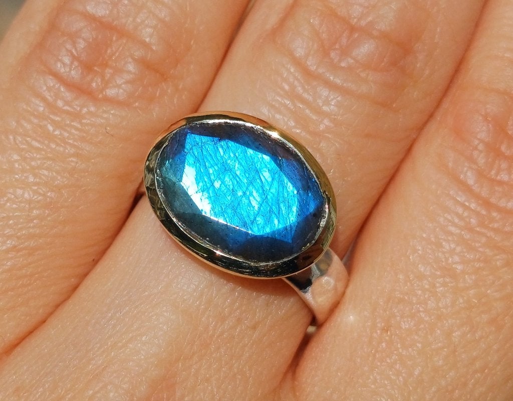 Vanoli 925 zilveren design ring met labradoriet maat 18,25, Sieraden, Tassen en Uiterlijk, Ringen, Daiva1973@hotmail.com, 18 tot 19
