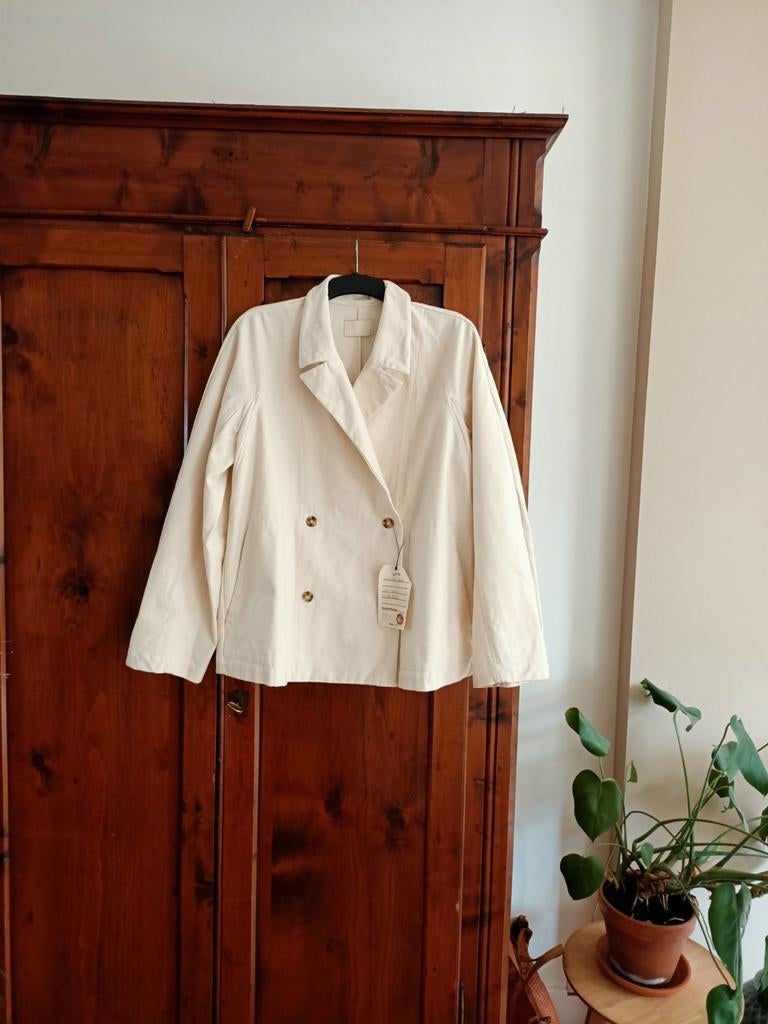 Nitto Giaccotto caban ecru jacket,oversized Nieuw €990,-, Maat 38/40 (M), Nitto giaccotto, Wit, Nieuw
