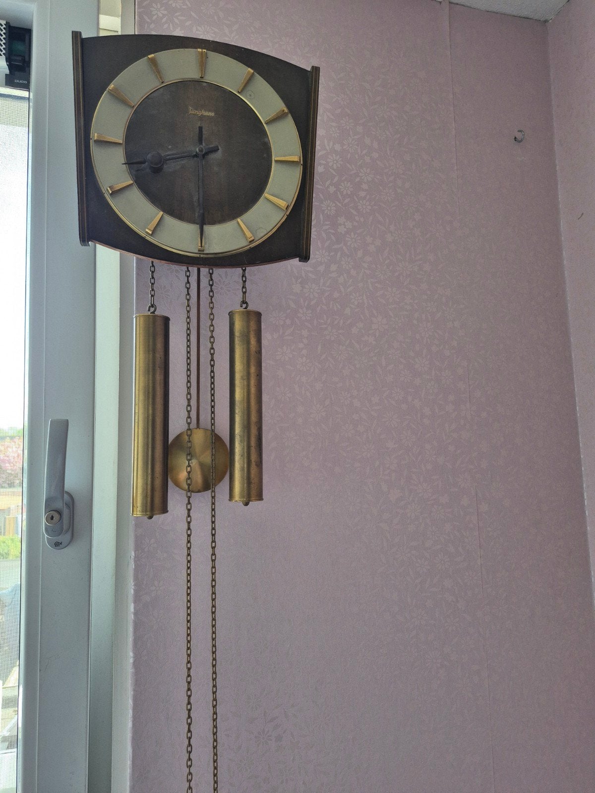 Vintage Junghans wandklok met slinger en gewichten, Antiek en Kunst, Ophalen of Verzenden