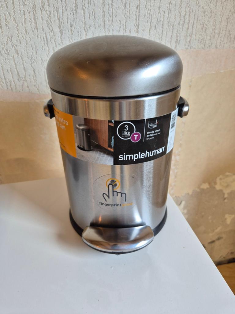 Simplehuman Pedaalemmer 3 Liter RVS - Fingerprint Proof, Huis en Inrichting, Woonaccessoires | Prullenbakken, Ophalen, Met pedaal