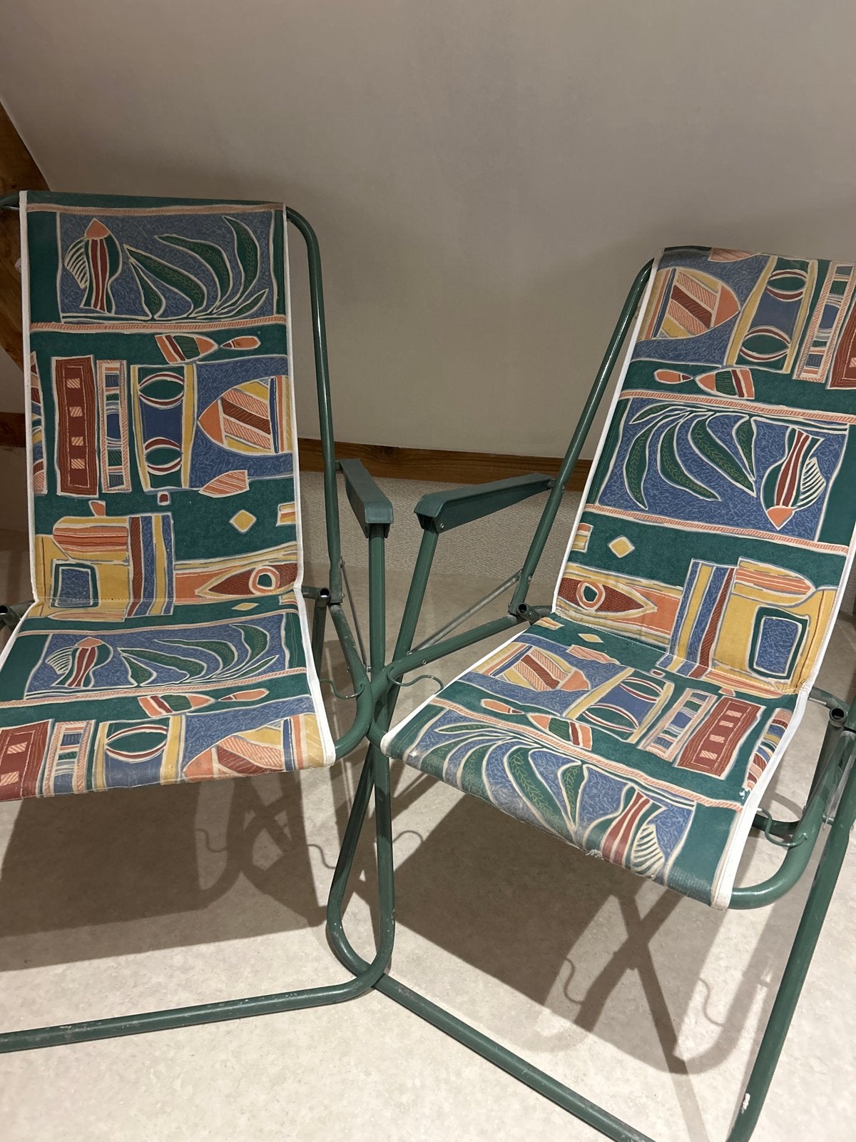 2x Vintage Tuinstoelen - Inklapbaar, Tuin en Terras, Ophalen, Gebruikt, Metaal, Inklapbaar