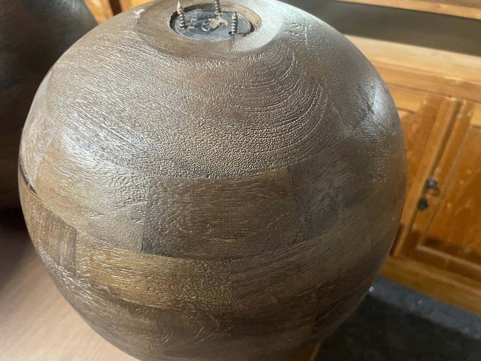 3 massief mangohouten bollen, 29 cm, gebruikt als tafelpoten, Ophalen, Tafelpoot, Minder dan 50 cm, Rond