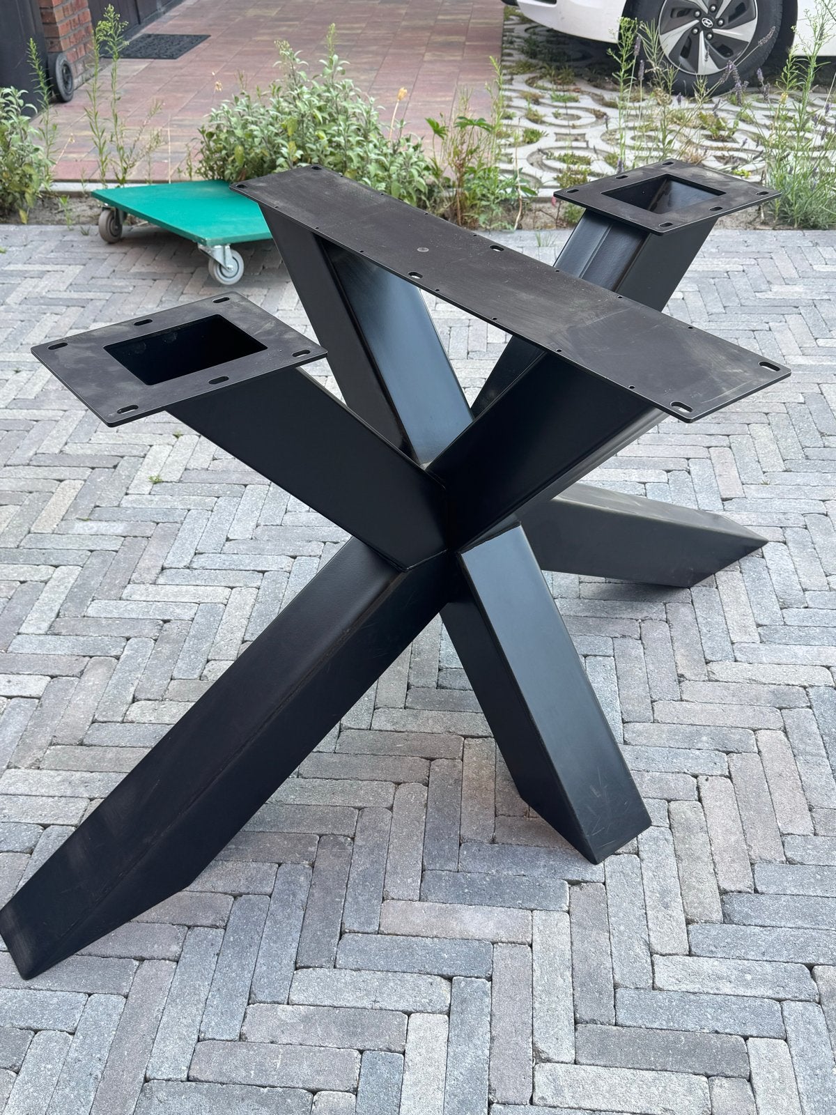 Robuuste zwarte metalen tafelpoot, spinpoot, gebruikt, Ophalen, Tafelpoot, Gebruikt, 50 tot 100 cm
