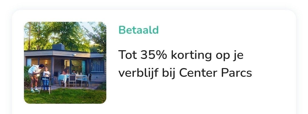 35% korting op verblijf CenterParks tm 30 juni Hoogseizoen, Tickets en Kaartjes, Kortingen en Cadeaubonnen, Drie personen of meer