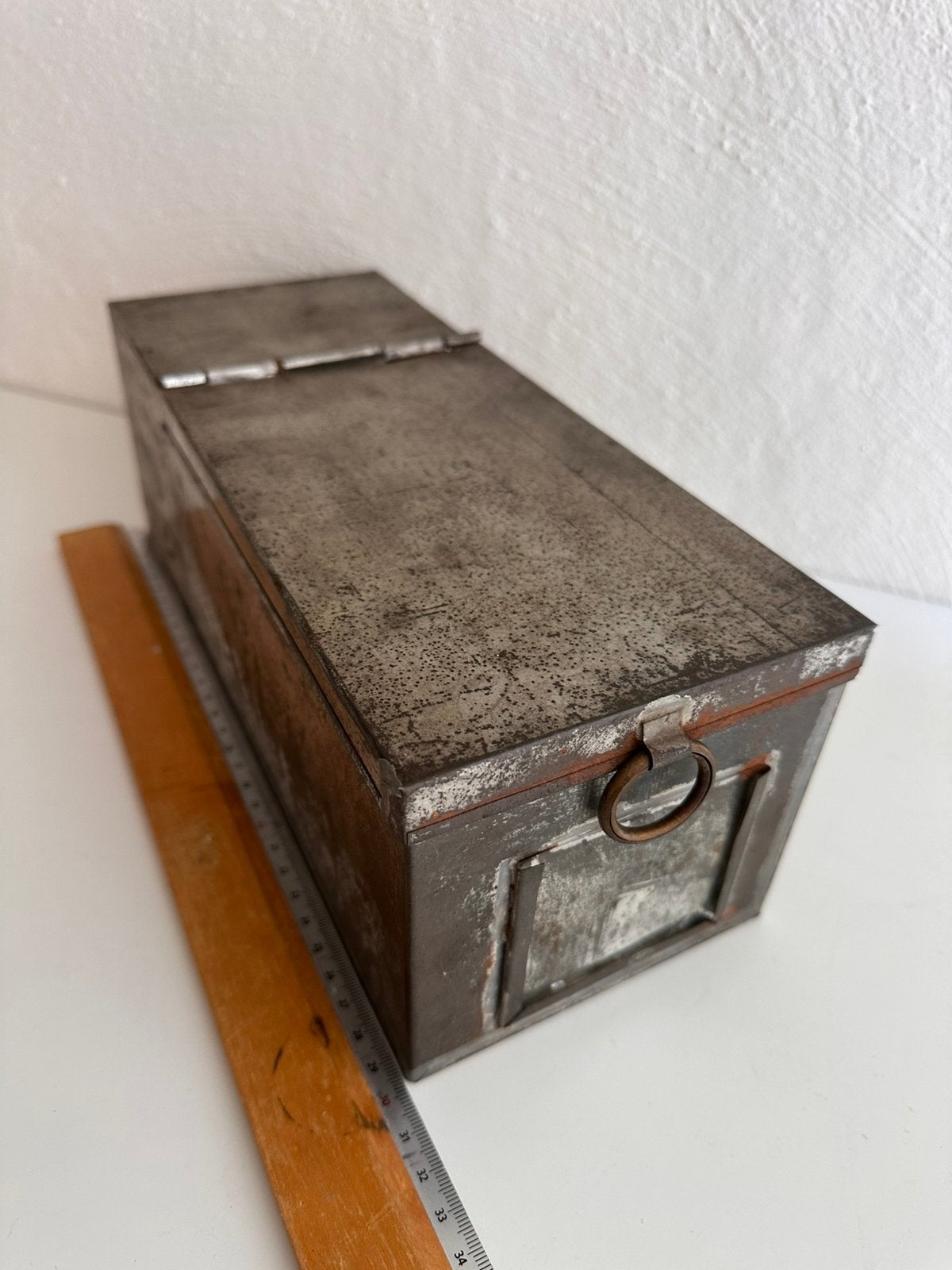 Stoere Vintage Kluislade / Bankkluis Box blik, Ophalen of Verzenden