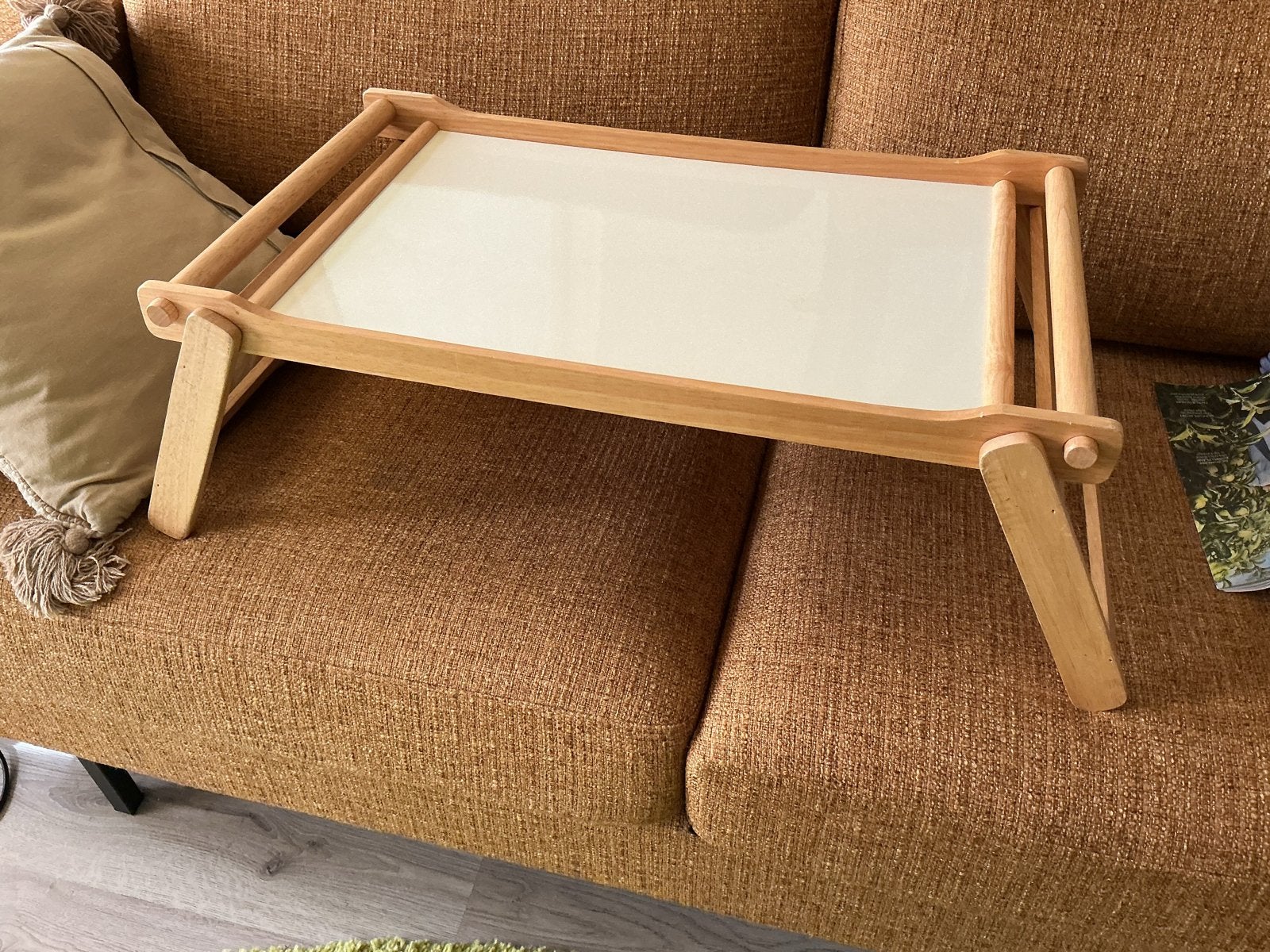 Houten bedtafel / dienblad - Handig en opvouwbaar, Minder dan 45 cm, Gebruikt, Rechthoekig, Hout