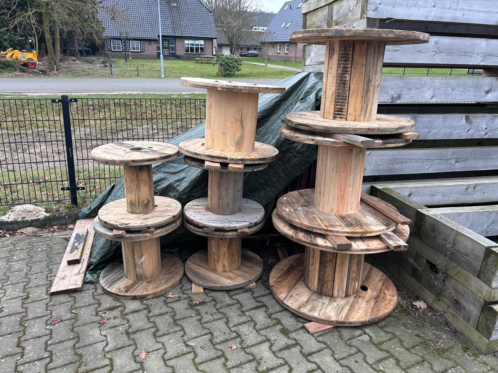 Houten kabelhaspel diverse afmetingen, Ophalen, Gebruikt, 25 tot 50 mm, Overige typen