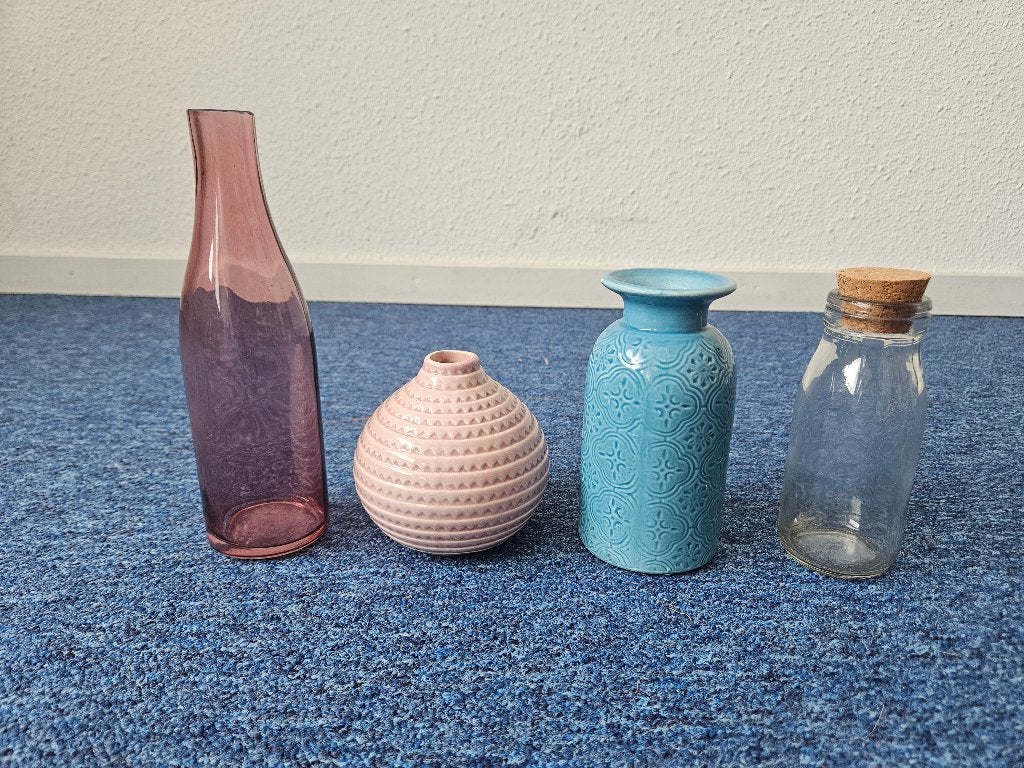 Set decoratie vaasjes, Ophalen of Verzenden, Zo goed als nieuw, Meerkleurig