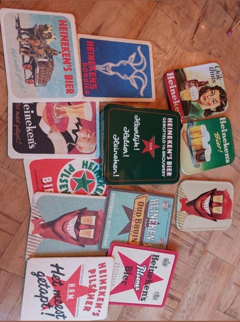 Heineken onderzetters, Ophalen of Verzenden, Meerdere stickers