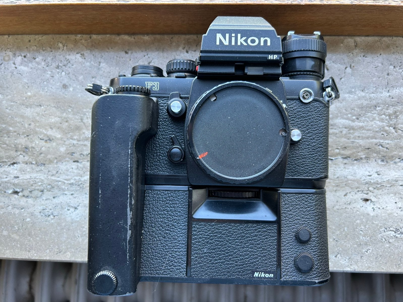 Nikon F3 HP+ + MD4 motor F3, Ophalen, Zo goed als nieuw, Spiegelreflex, Nikon