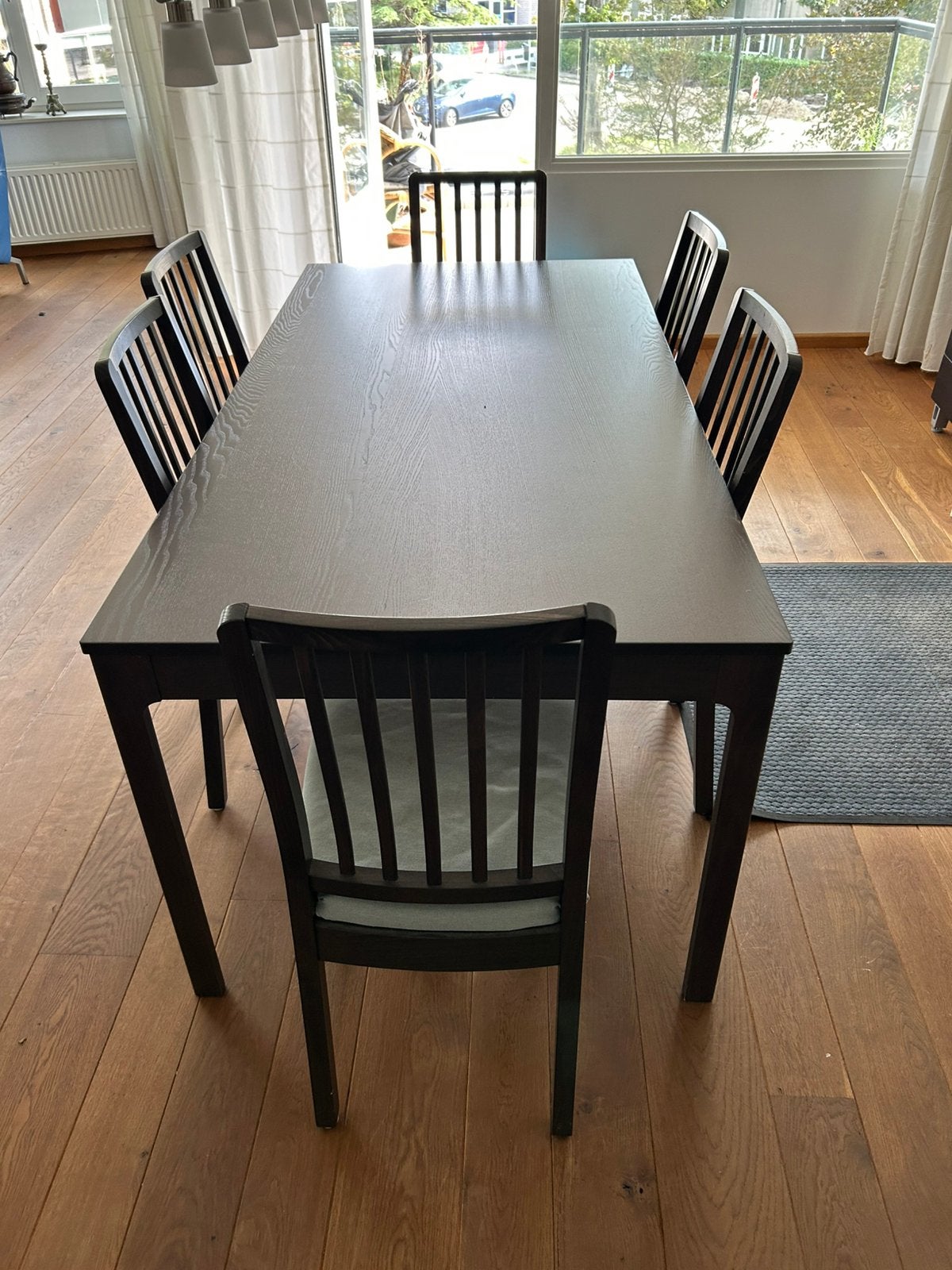 Eetkamer set met 6 stoelen ekedalen, Ophalen, Zo goed als nieuw, 4 tot 6 stoelen