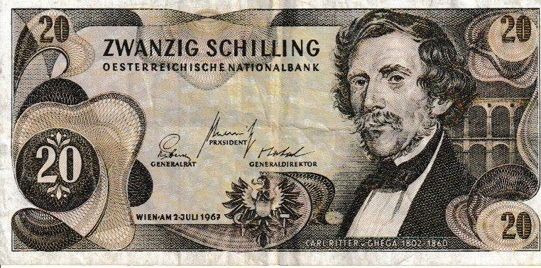 OOSTENRIJK -  1967 - ZWANZIG SCHILLING, Ophalen of Verzenden, Oostenrijk, Los biljet