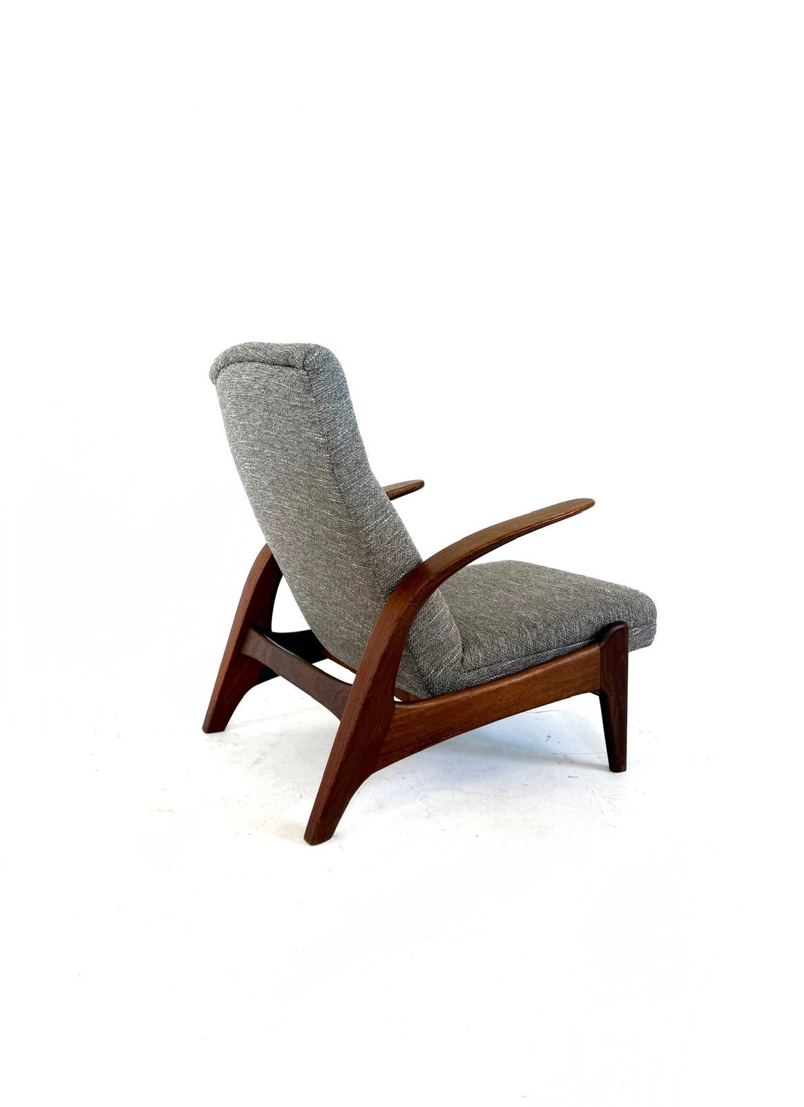 Vintage teakhouten easy chair, Gimson & Slater ‘60, Hout, 75 tot 100 cm, Ophalen of Verzenden, Vintage retro buisframe design rotan webbing papercord deens