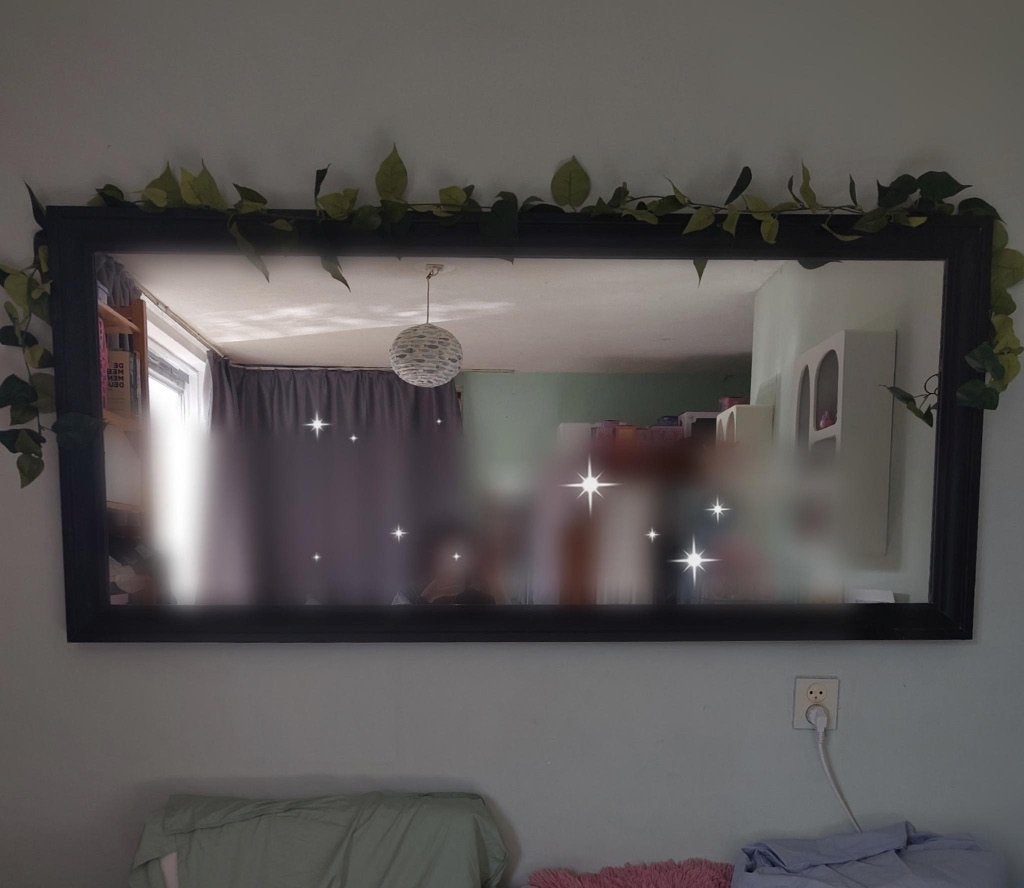 Toftbyn Ikea zwart spiegel, Ophalen, Gebruikt, 150 tot 200 cm, Rechthoekig