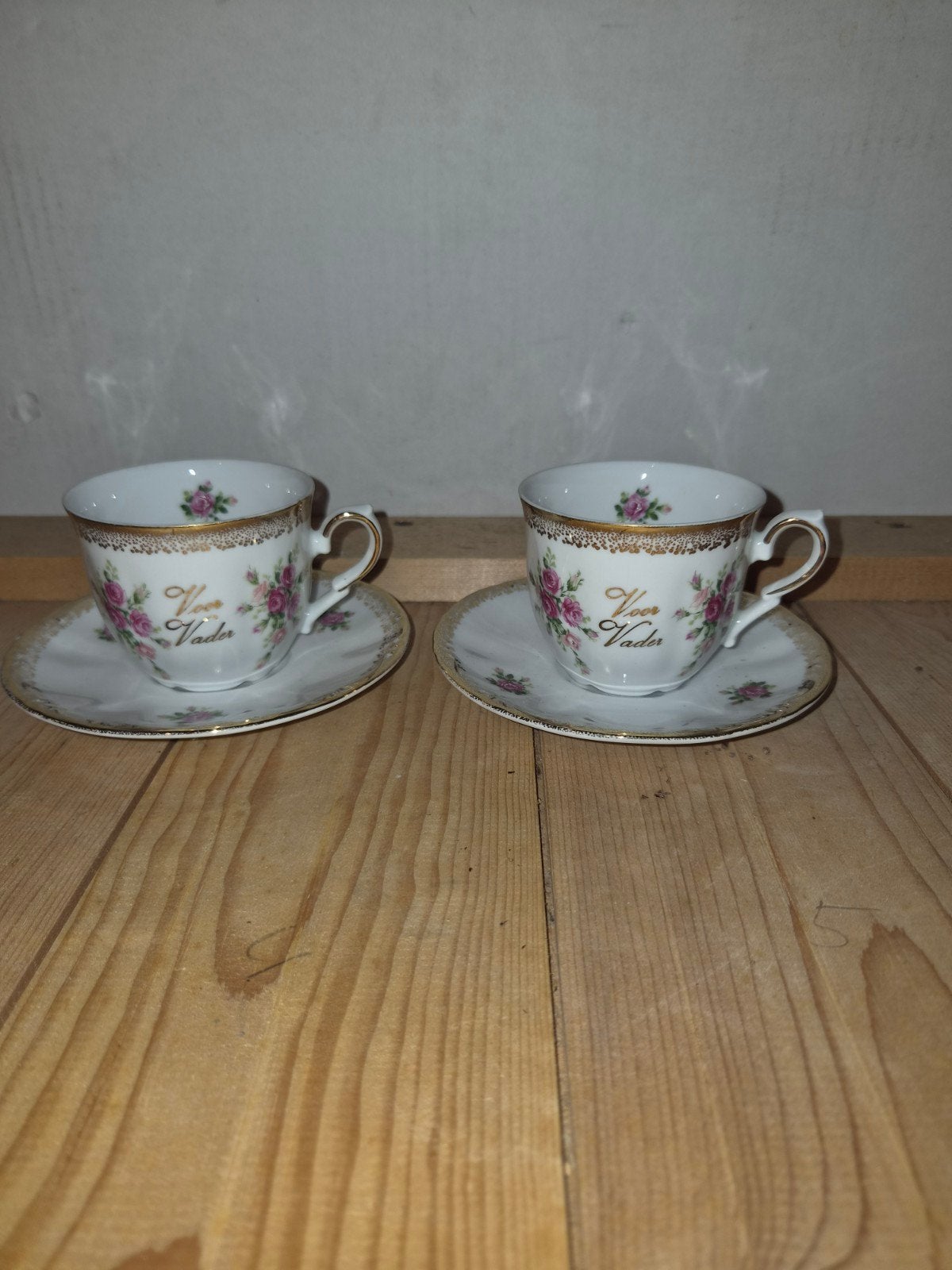 2 Vintage Kronester Bavaria kop en schotel 'Voor Vader', Ophalen of Verzenden