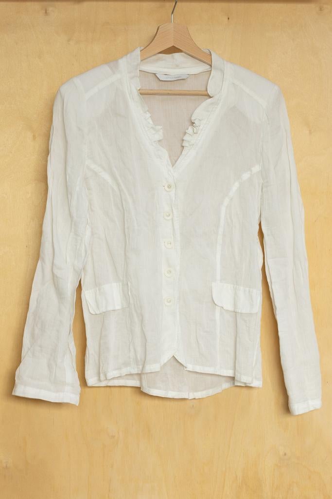Atmos Fashion wit offwhite katoenen blouse met ruffles 38 M, Maat 38/40 (M), Wit, Ophalen of Verzenden, Zo goed als nieuw