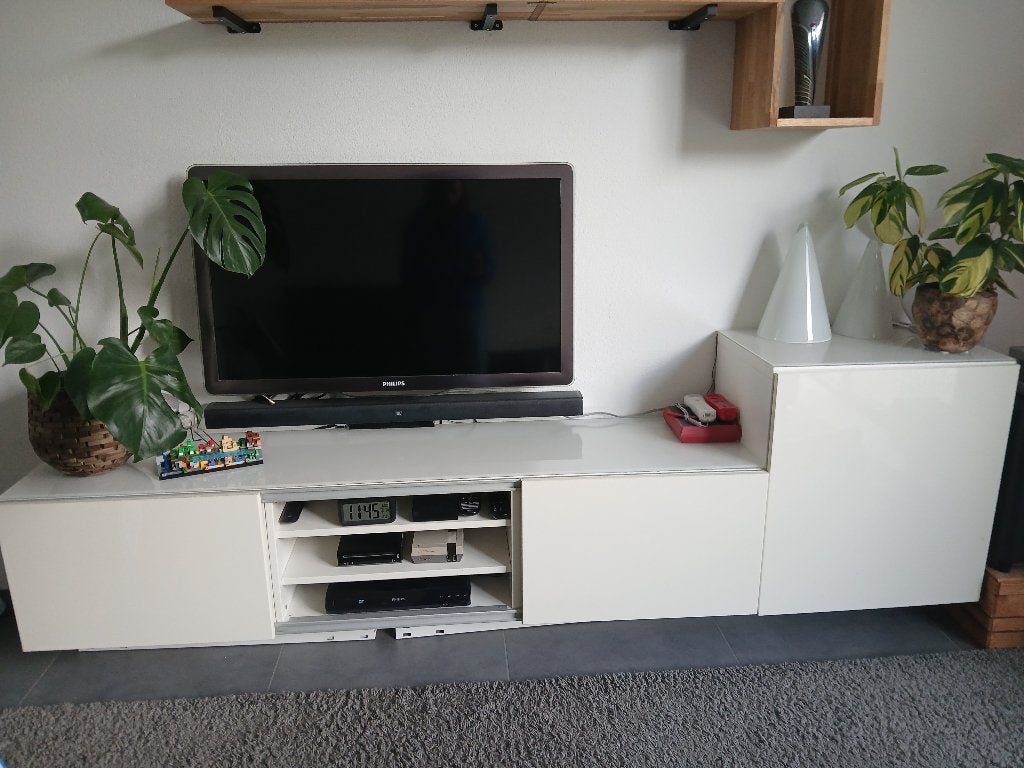 Ikea tv meubel besta wit hoogglans, Ophalen, Gebruikt, 200 cm of meer, Minder dan 100 cm