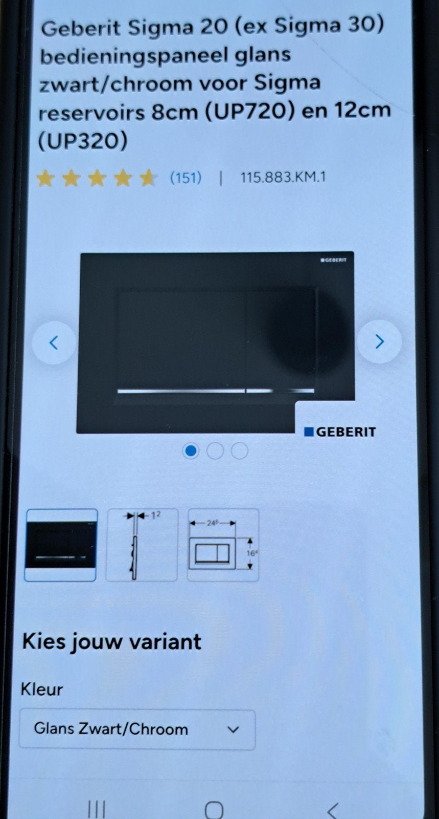 Geberit Sigma 20 Bedieningspaneel Glans Zwart/Chroom, Ophalen of Verzenden, Nieuw, Chroom, Toilet