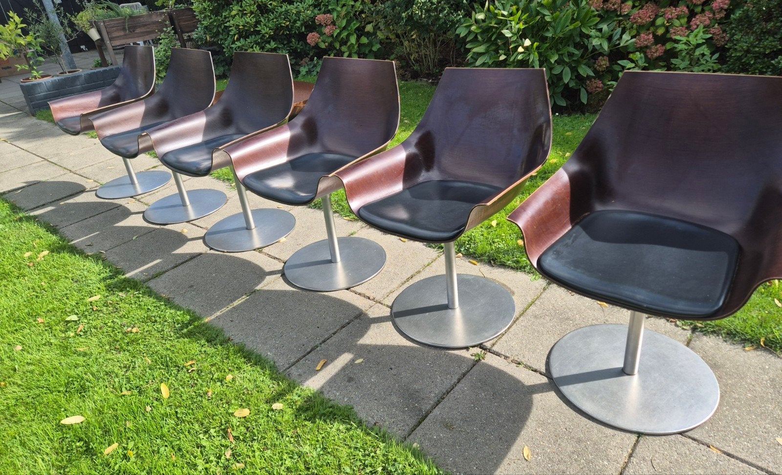 Vintage zeldzame set van 6 orginele Lapalma Cox designstoele, Hout, Gebruikt, Bruin, Ophalen of Verzenden