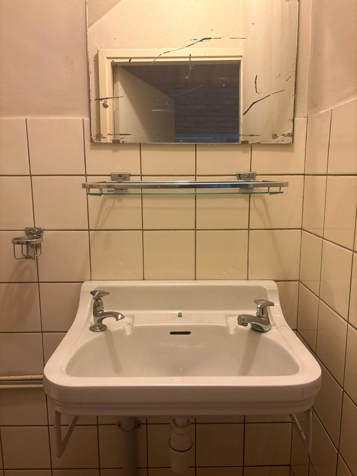 Vintage 50's/60's Badkamer Set: Spiegel, Rekje, Tandenborste, Ophalen, Gebruikt