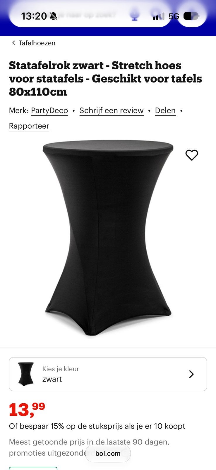 2 zwarte statafelhoezen statafelrok, Rond, Ophalen of Verzenden, Zo goed als nieuw, 80 cm