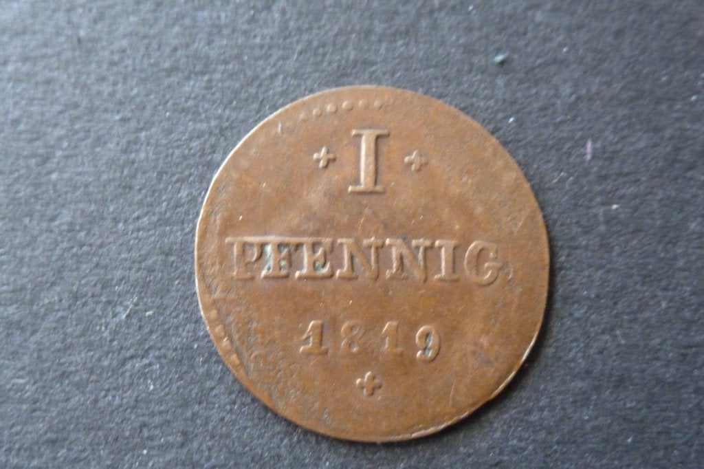 Duitsland - oude 1 pfennig 1819 GH RM zf (d 46 a, Ophalen of Verzenden, Duitsland, Losse munt