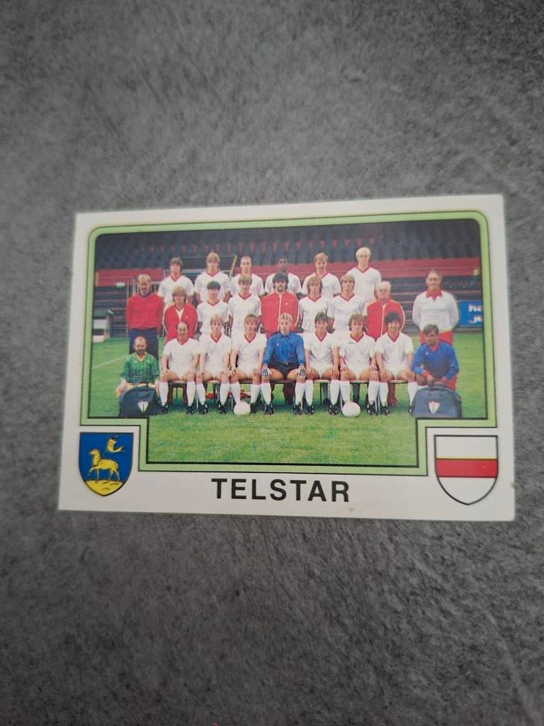 Panini sticker Voetbal 86. Teamfoto Telstar., Verzenden, Zo goed als nieuw, Sticker