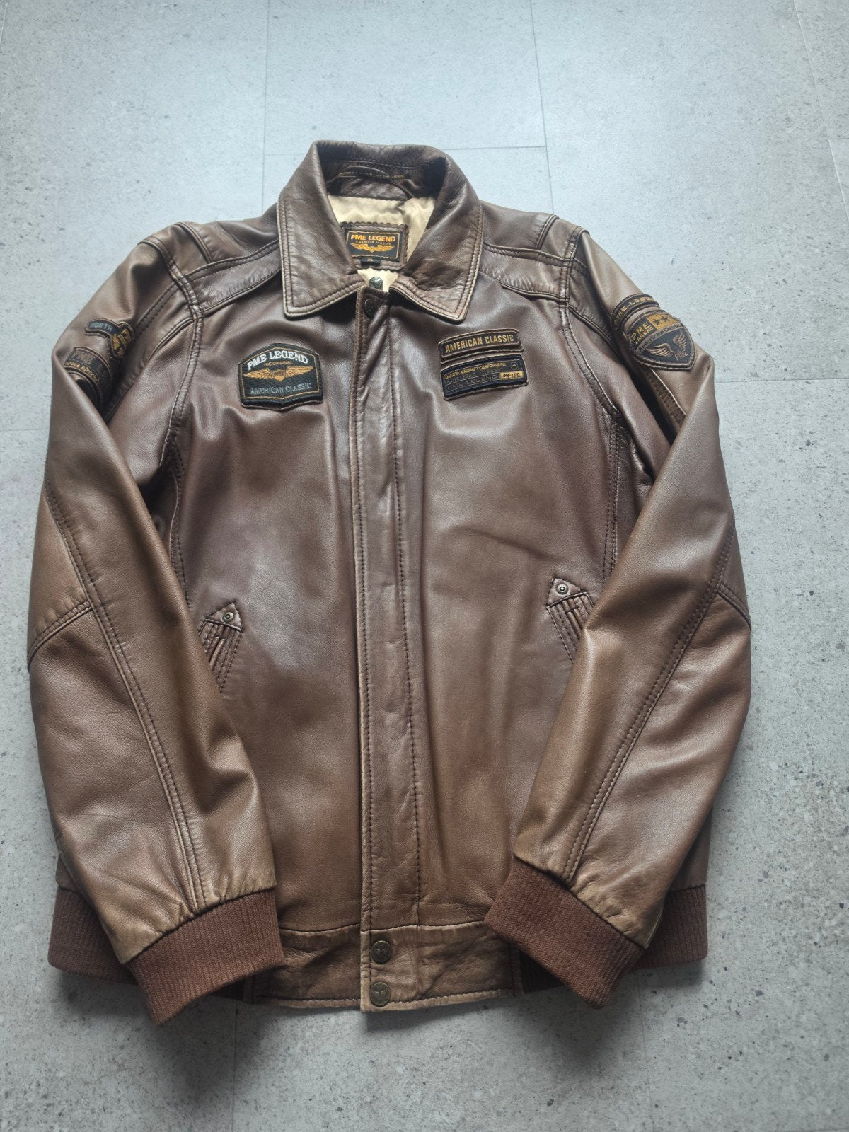 PME Legend Leren Jas - Bruin, American Classic, Ophalen of Verzenden, Zo goed als nieuw, Maat 56/58 (XL), Bruin